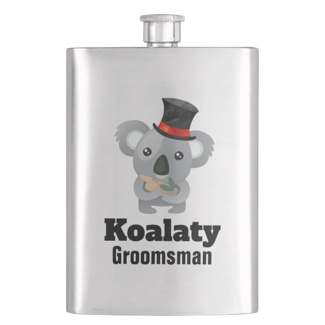 Cute Koala Pun Koalaty Groomsman Hip Flask (Front)
