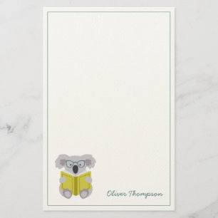 Cute koala reading animal kids stationery paper 