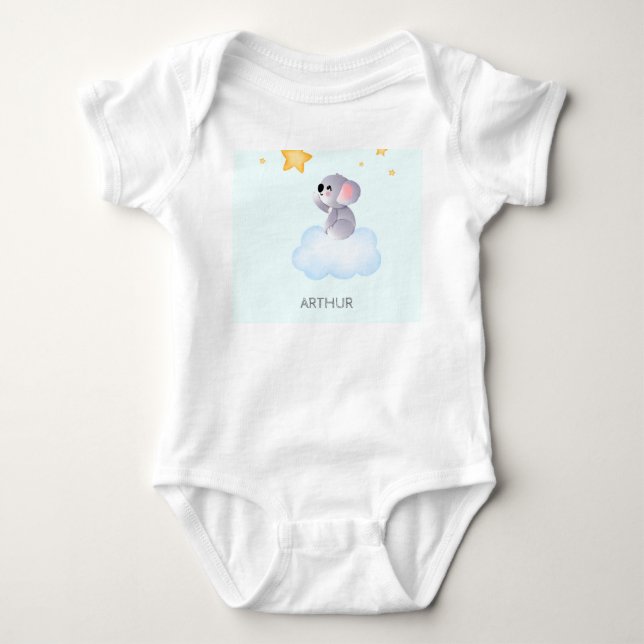 Cute Koala Sitting In The Cloud Baby Bodysuit (Front)