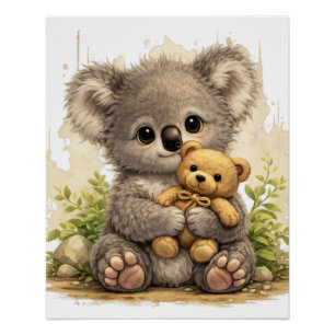 Cute Koala Teddy Poster Kawaii Animal