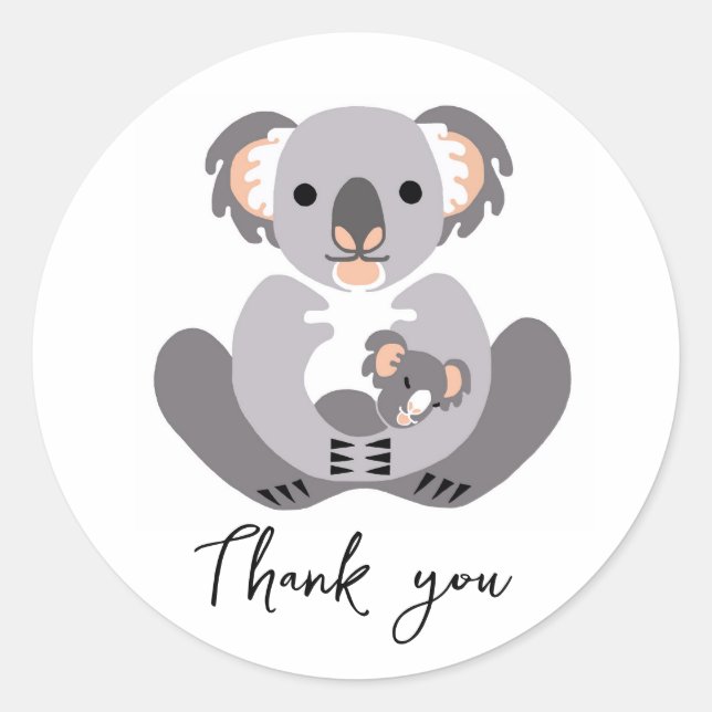 Cute KOALA - Thank you - Animal -personalised  Classic Round Sticker (Front)
