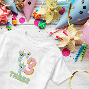 Cute Koala Third Birthday Pink Number Counting Toddler T-Shirt