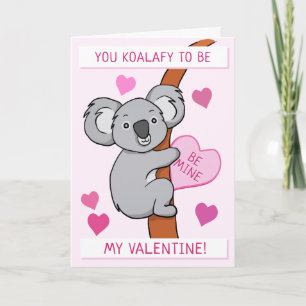 Cute Koala-ty Valentines Pink Greeting Card