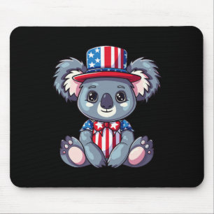 Cute Koala Usa Flag 4th Of July Mouse Mat