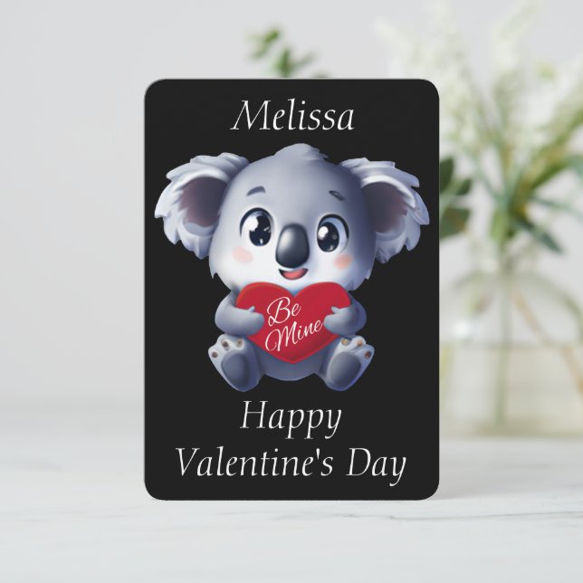 Cute Koala Valentine's Card (Standing Front)