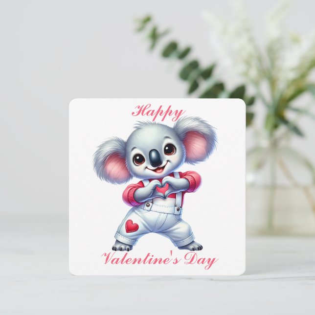 Cute Koala - Valentine's Day Card (Standing Front)