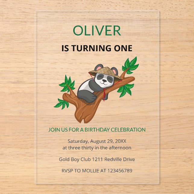 Cute Koala Wild Animal Kids First Birthday Acrylic Invitations (Front)