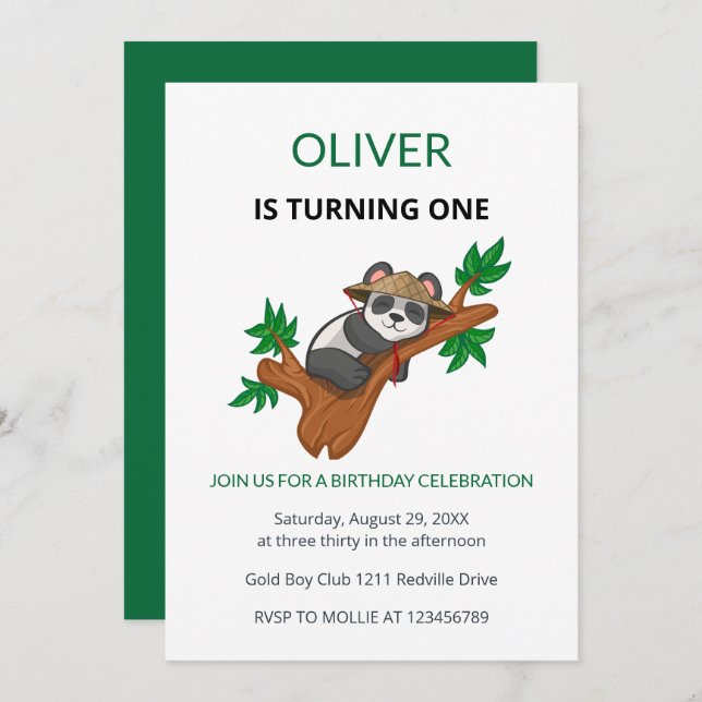 Cute Koala Wild Animal Kids First Birthday Invitation (Front/Back)