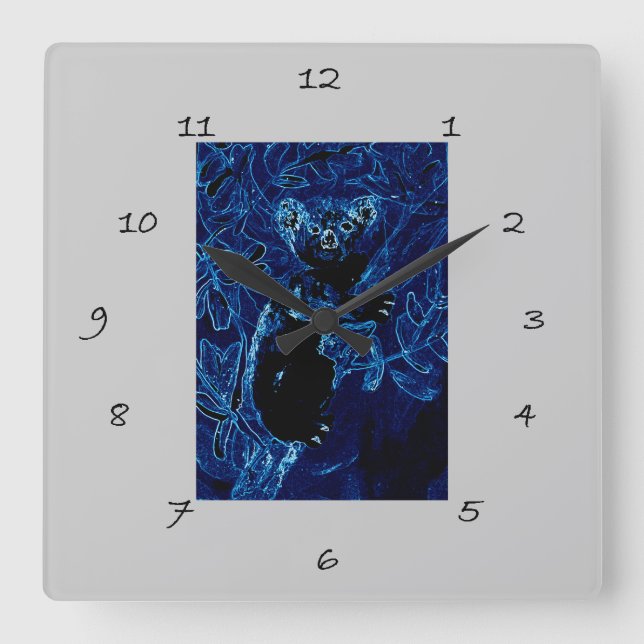 Cute Koala Wildlife Art Animal Square Wall Clock (Front)