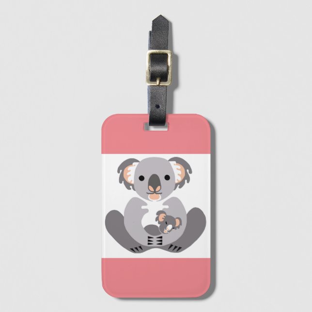 Cute KOALA - Wildlife - Marsupial -Pink  Luggage Tag (Front Vertical)