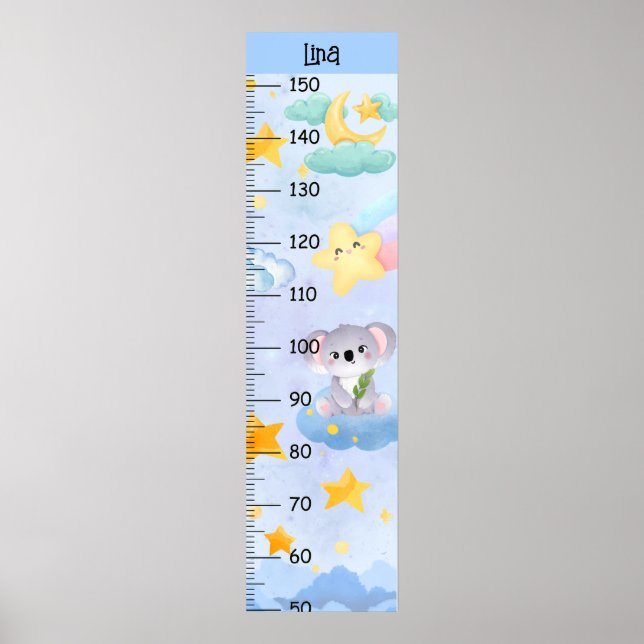 Cute Koala With Cloud and Stars Growth Charts (Front)