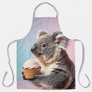 Cute Koala With Cupcake Pastel Gradient Apron