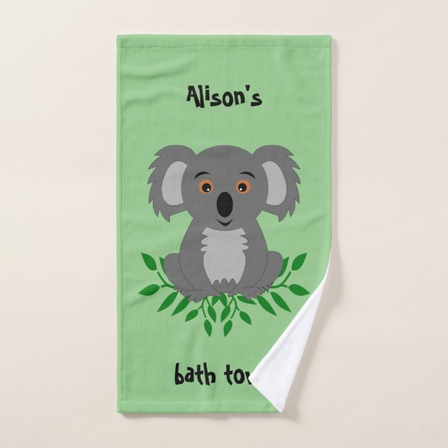 Cute koala with eucalyptus kids  bath towel (Hand Towel)