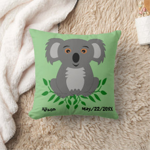 Cute koala with eucalyptus kids cushion