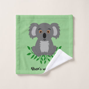 Cute koala with eucalyptus kids wash cloth