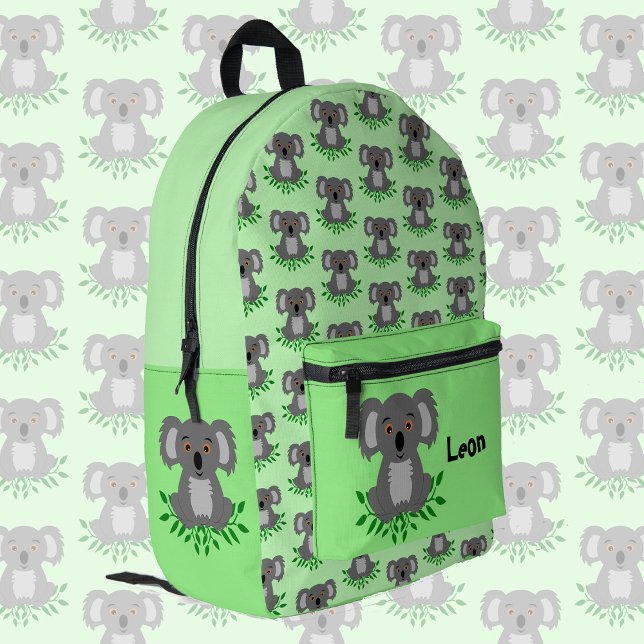 Cute koala with eucalyptus, personalizable kids    printed backpack (Creator Uploaded)