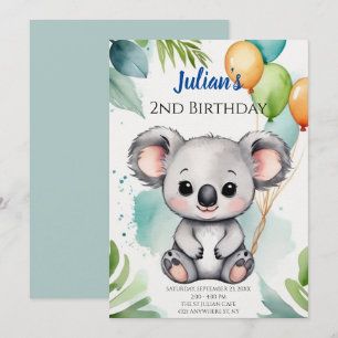 Cute Koala Wonderland Birthday Celebration Invitation