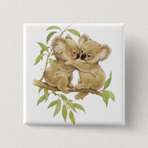 Cute Koalas 15 Cm Square Badge