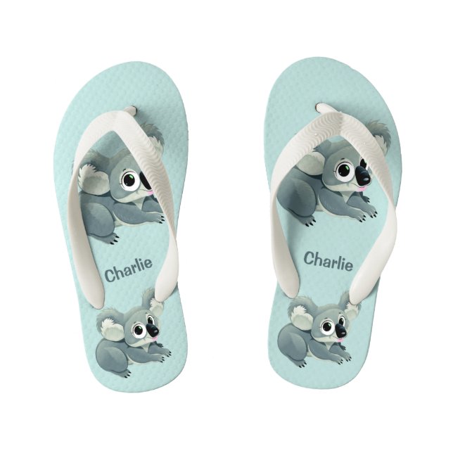 Cute Koalas custom name flip flops (Footbed)