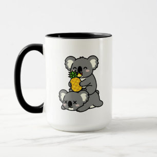 Cute Koalas Eating Pineapple Cartoon Design Mug