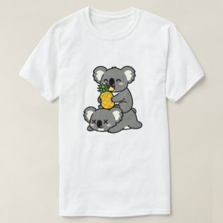 Cute Koalas Eating Pineapple Cartoon Design T-Shirt