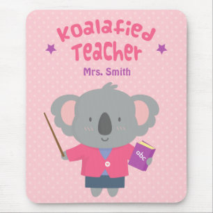 Cute Koalified Koala Bear Female Teacher Pun Mouse Mat