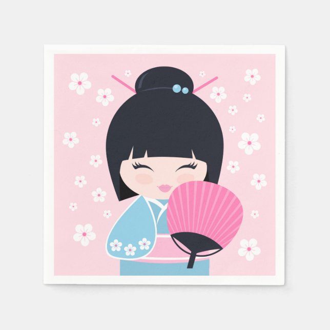 Cute Kokeshi Doll Napkin (Front)