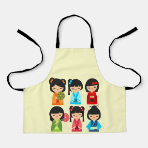 Cute Kokeshi Japanese dolls Apron