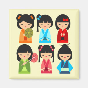 Cute Kokeshi Japanese dolls Magnet