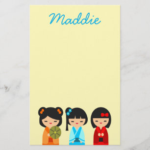 Cute Kokeshi Japanese dolls Stationery