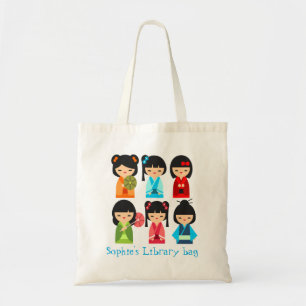 Cute Kokeshi Japanese dolls Tote Bag