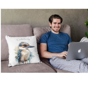 Cute Kookaburra on a Branch, custom Cushion