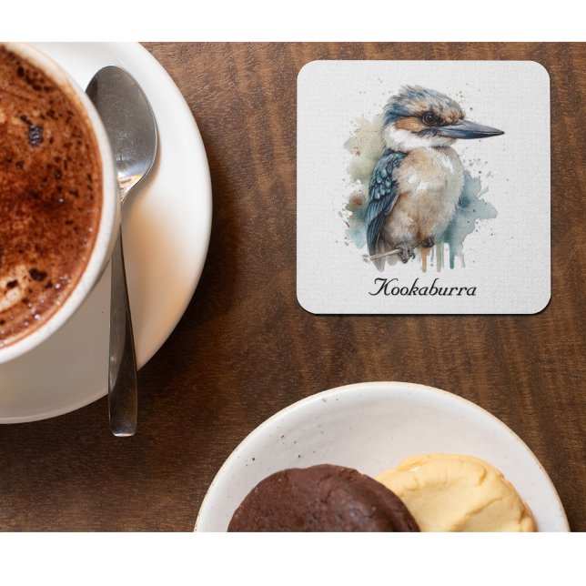 Cute Kookaburra on a Branch, custom Glass Coaster (Creator Uploaded)