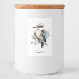 Cute Kookaburra on a branch painted in watercolor Food Label