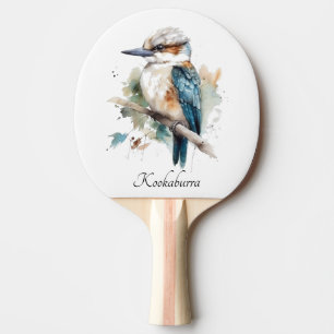 Cute Kookaburra on a branch painted in watercolor Ping Pong Paddle