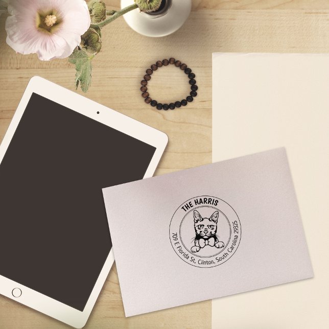 Cute Korat Cat Return Address  Rubber Stamp (Creator Uploaded)