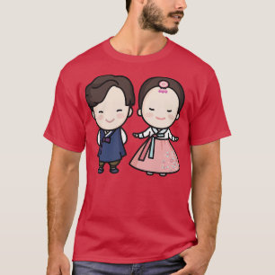 Cute Korean Wedding Couple in Traditional Clothing T-Shirt