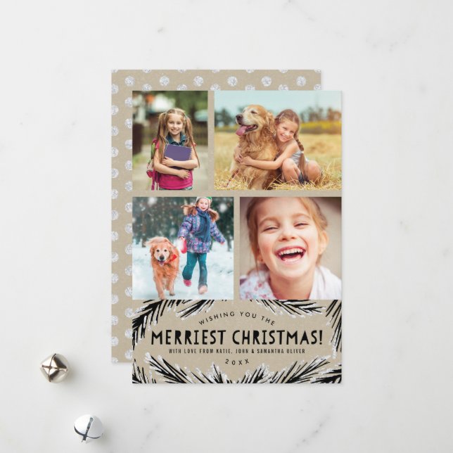 Cute Kraft Christmas Photo Cards (Front/Back In Situ)