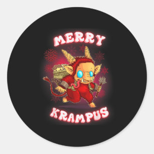 Cute Krampus Pajamas Kids Mens Womens Christmas  Classic Round Sticker