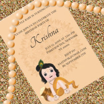 Cute Krishna card for birthday - Krishna art