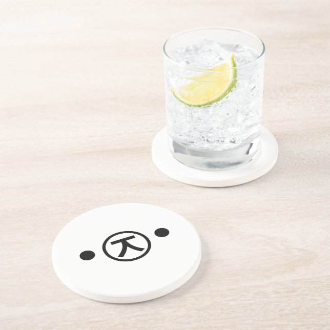 Cute Kuma Bear Kaomoji Japanese Emoticon Text Art Coaster (Side)