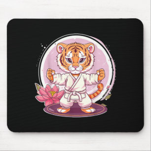 Cute Kung Fu Tiger Lotus Kickboxing Taekwondo Mouse Mat
