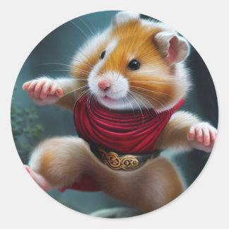 cute Kungfu Hamster  Classic Round Sticker