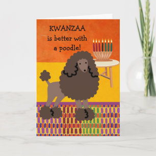 Cute Kwanzaa is Better with a Poodle Dog Card
