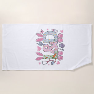 Cute L&D Labor and Delivery Nurse Easter Bunny Egg Beach Towel