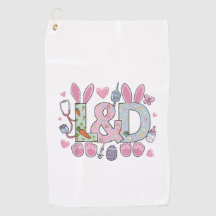 Cute L&D Labor and Delivery Nurse Easter Bunny Egg Golf Towel