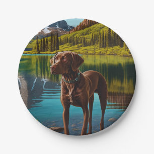 Cute Lab Dog Chocolate Labrador Retriever Animal Paper Plate