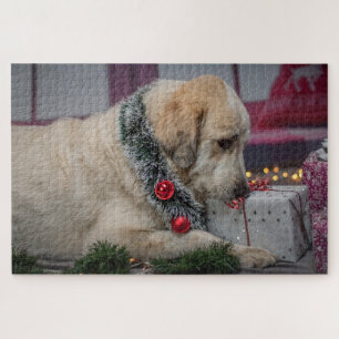 Cute Lab Dog Holiday Christmas Jigsaw Puzzle