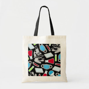Cute Lab Pattern Black Background Tote Bag
