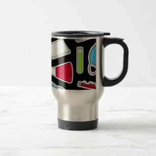 Cute Lab Pattern Black Background Travel Mug